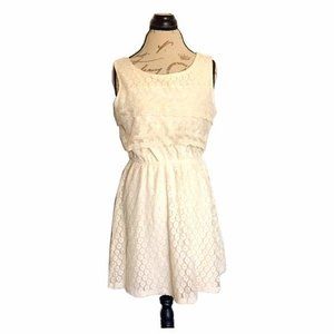 Up by Ultra Pink Size Large Dress  Sz L  Sleeveless Cream Beige Lace Floral Line